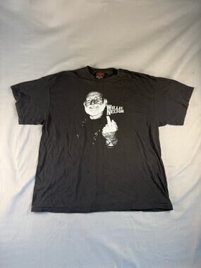 Vintage Willie Nelson T-Shirt Men 2XL Zion Rootswear Black Middle Finger Country